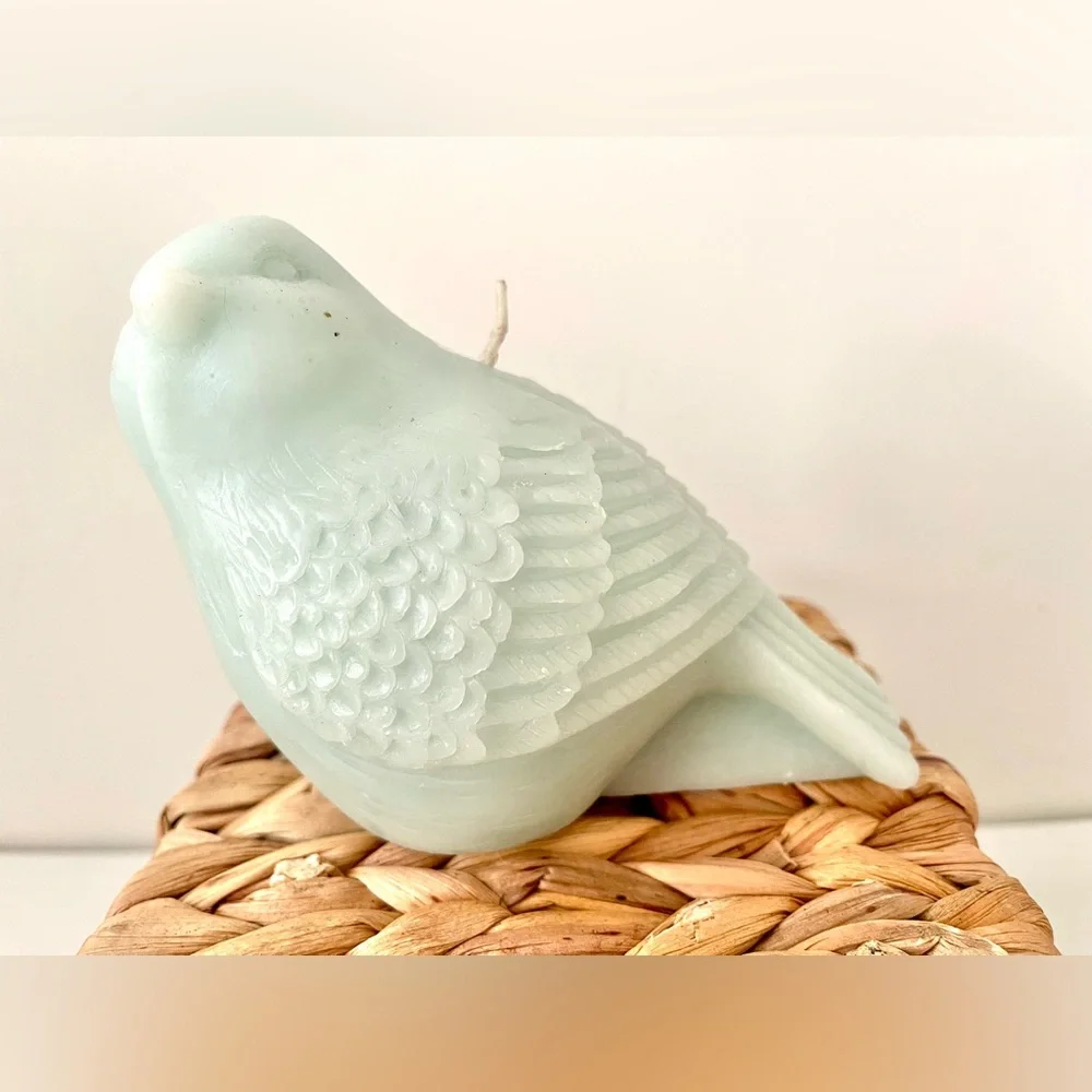Blue Bird Set Metal and Wax Candle